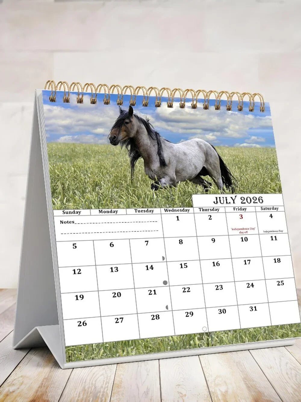 2026-2027 18 Months Standing Flip Desk Calendar Desktop Planner (Horses)